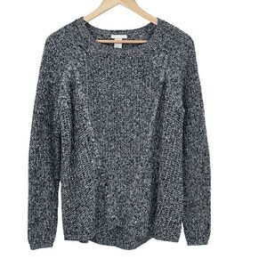 H&M black and white marled slouchy sweater size medium